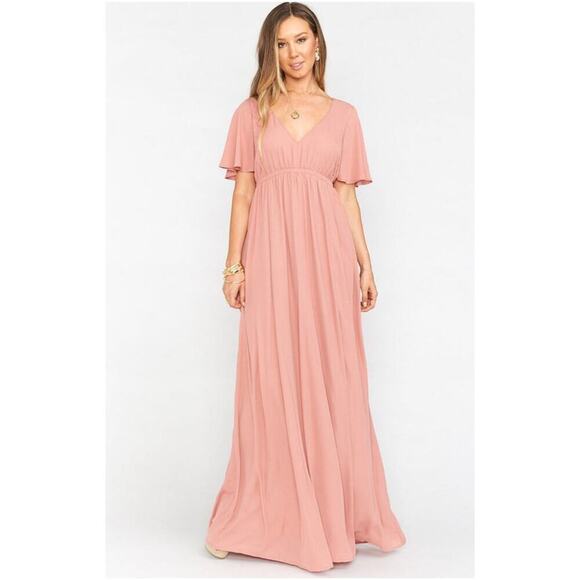 NWT Show Me Your MuMu Emily Empire Maxi Dress On Rustic Mauve Size Medium - Picture 1 of 8